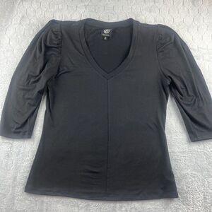 Stitch Fix Bobeau 3/4 Length V Neck Black Shirt Women's Size Small